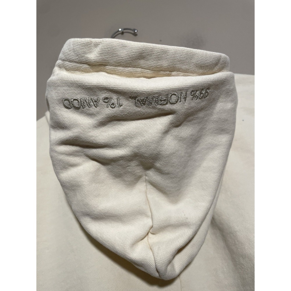Venque 99% Normal 1% Amoo Hoodie Sweatshirt Men's Small Embroidered Cream - Picture 5 of 8